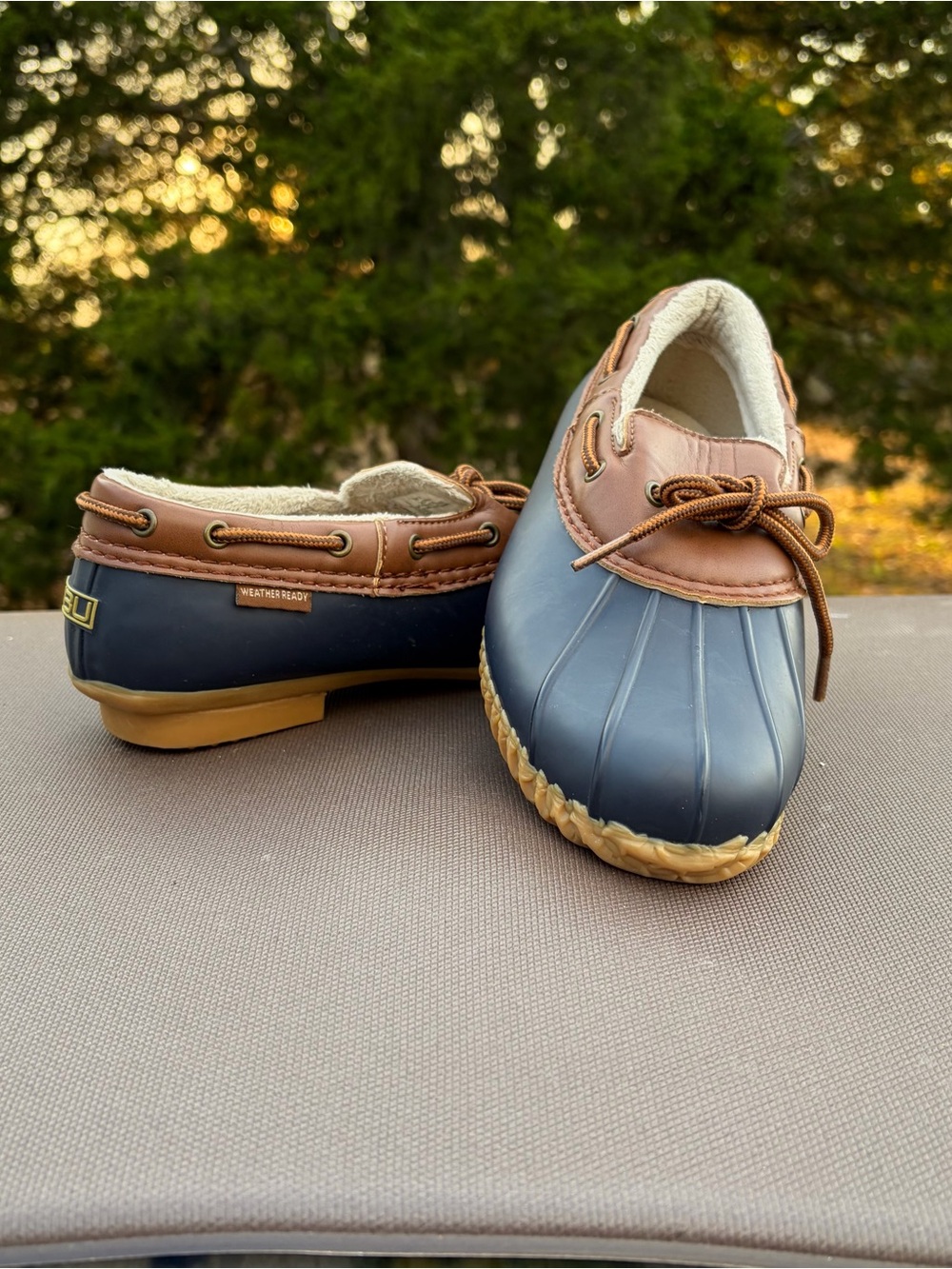 JBU by Jambu Gwen Navy Blue Duck Mocs Slip On Rain Shoes Faux Fur 8M